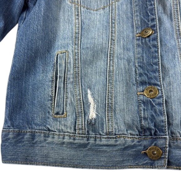Mudd Blue Denim Jacket Distressed Women's Size M - Picture 7 of 9